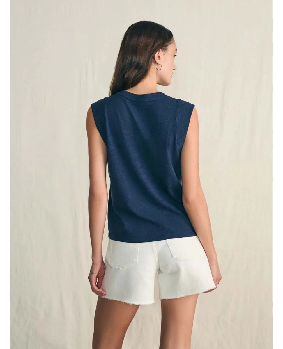 Sunwashed Slub Muscle Tank Navy
