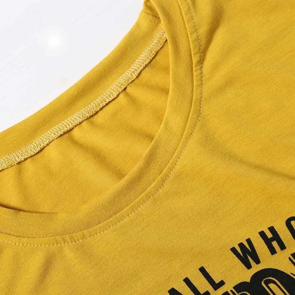 T Shirt Women Short Sleeve Letter Character Print Not All Who Wander Are Lost Casual Female T Shirt Fashion Ladies Tops Tee