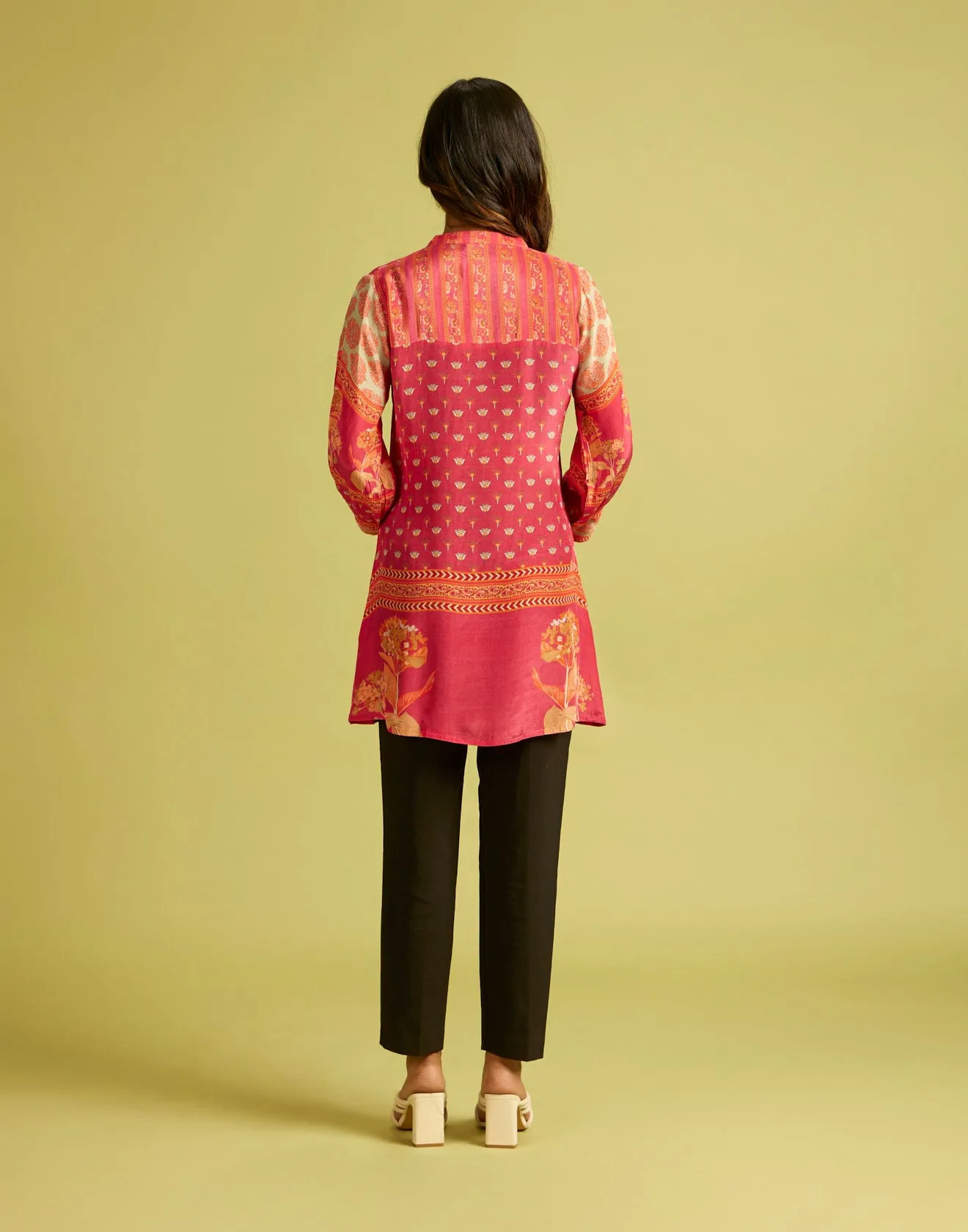 Taffy Pink Ethnic Printed Tunic Top