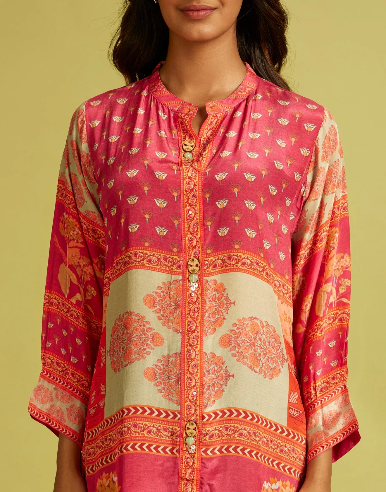 Taffy Pink Ethnic Printed Tunic Top