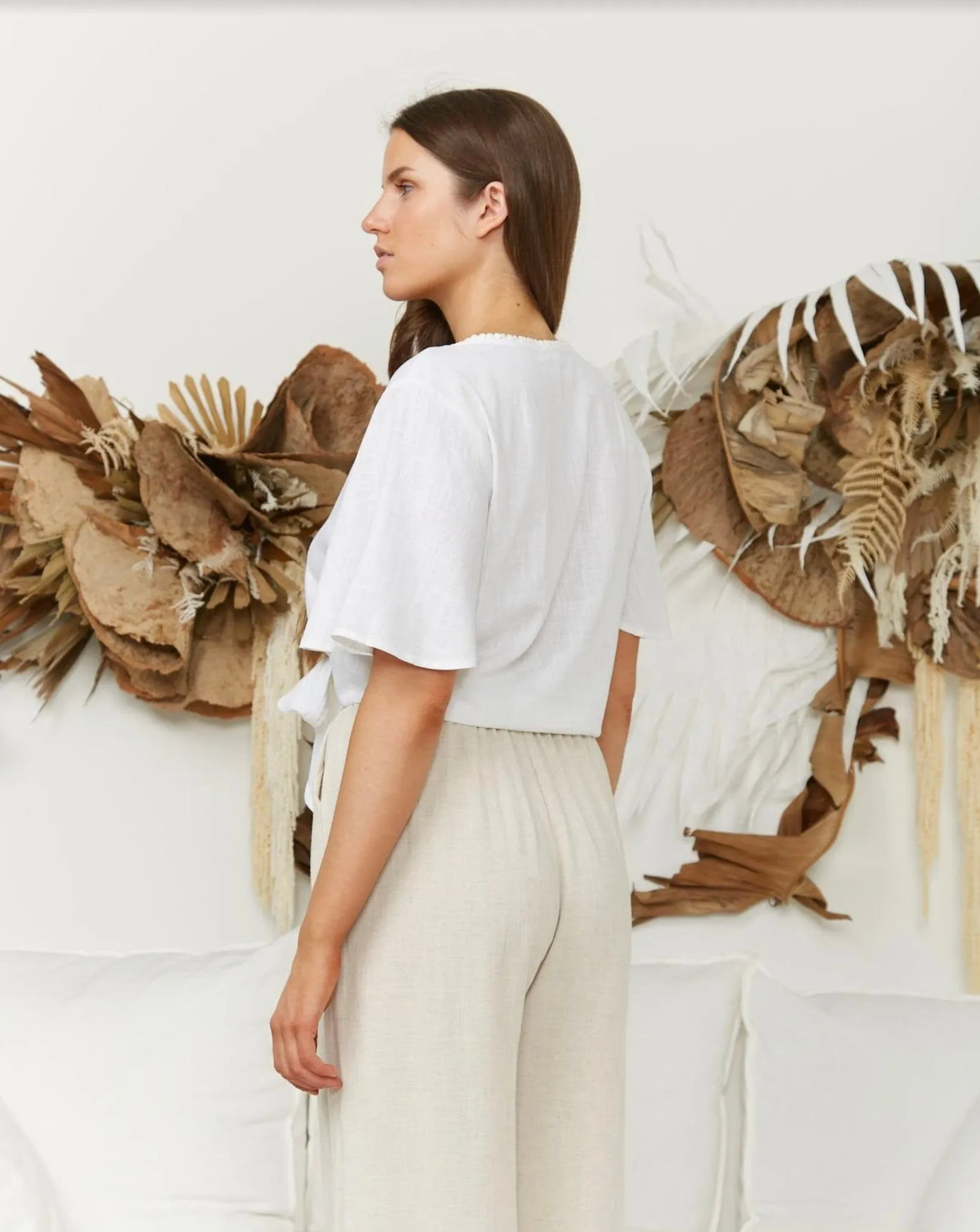 Tala Tie Crop Top -White