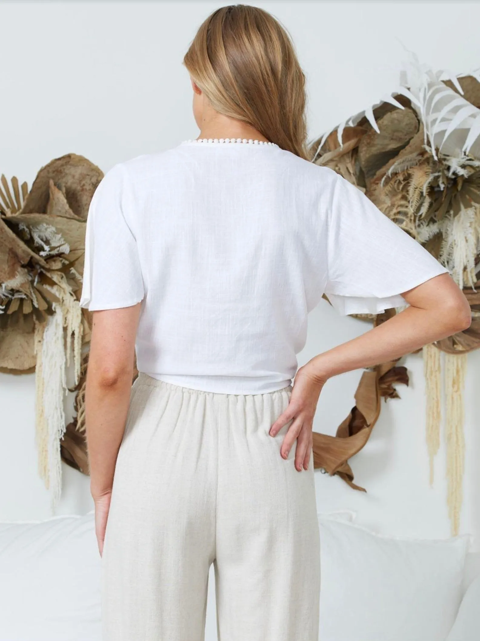 Tala Tie Crop Top -White