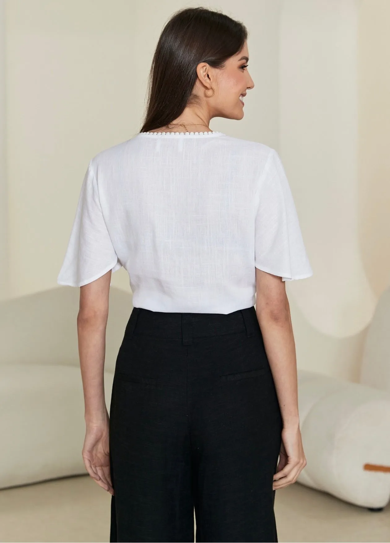 Tala Tie Crop Top -White