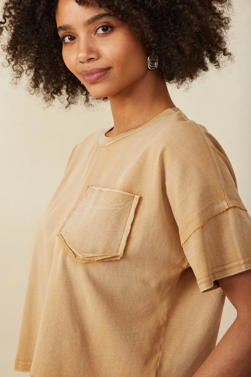Taupe Mineral Wash Boxy Top
