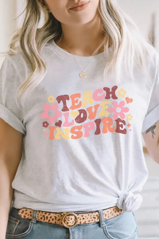 Teach Love Inspire Floral Star Teacher Graphic Tee