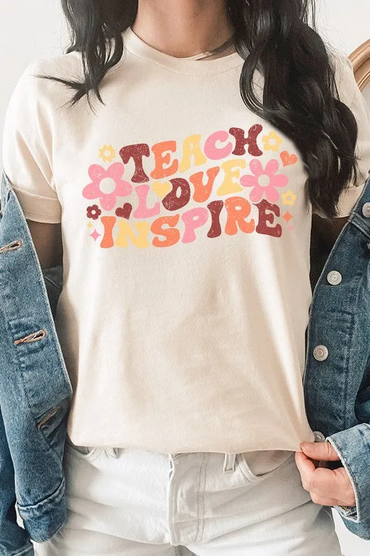 Teach Love Inspire Floral Star Teacher Graphic Tee