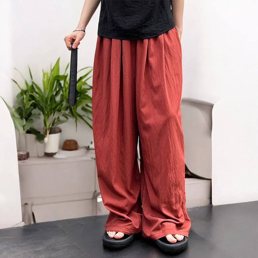 Thin Elastic Waist Drooping Wide Leg Pants