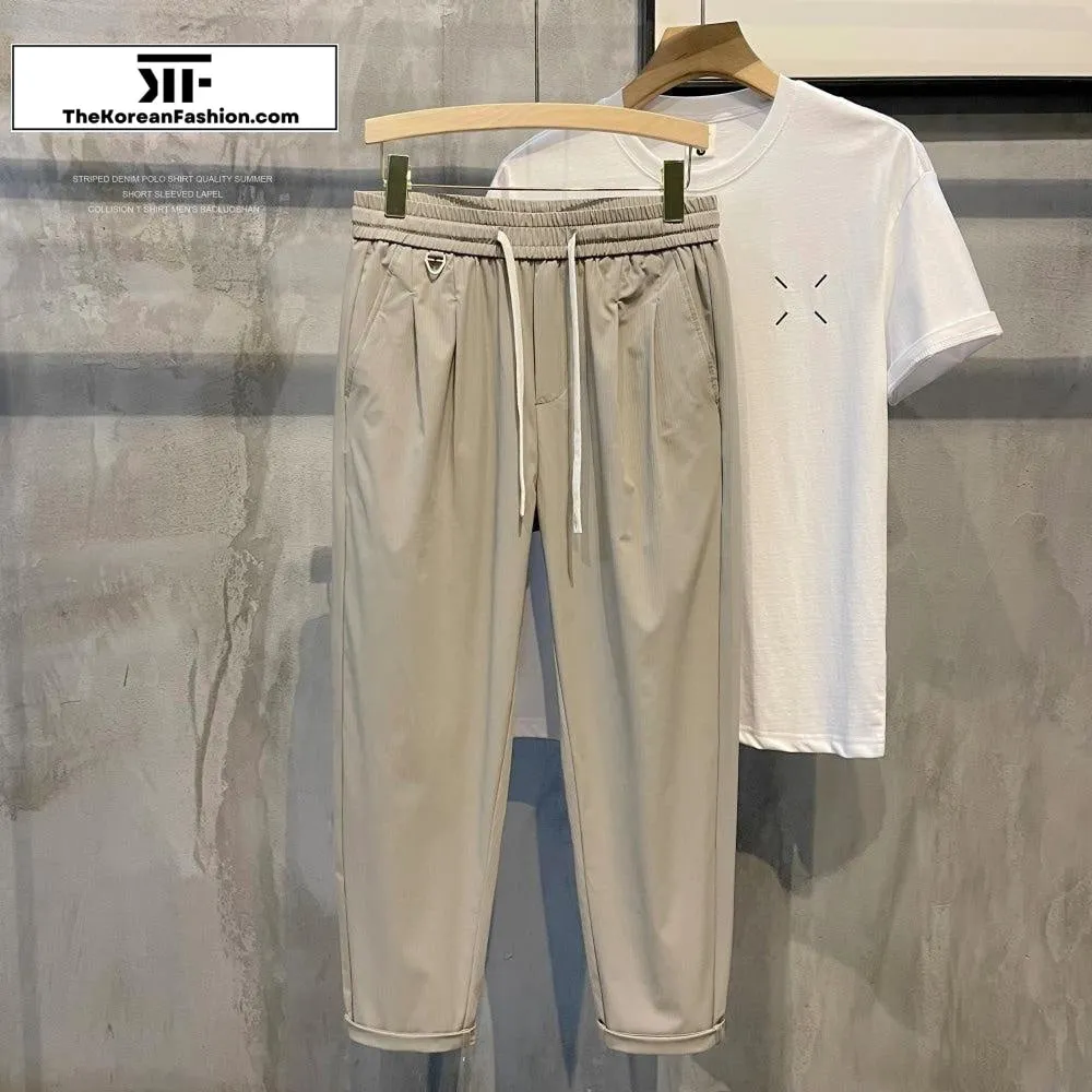 Thin Ice Silk Elastic Waist Pants