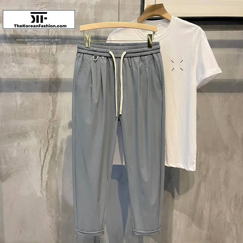 Thin Ice Silk Elastic Waist Pants