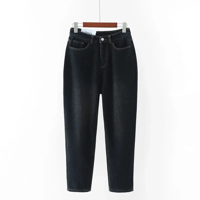 Thin straight leg jeans women trousers old pants