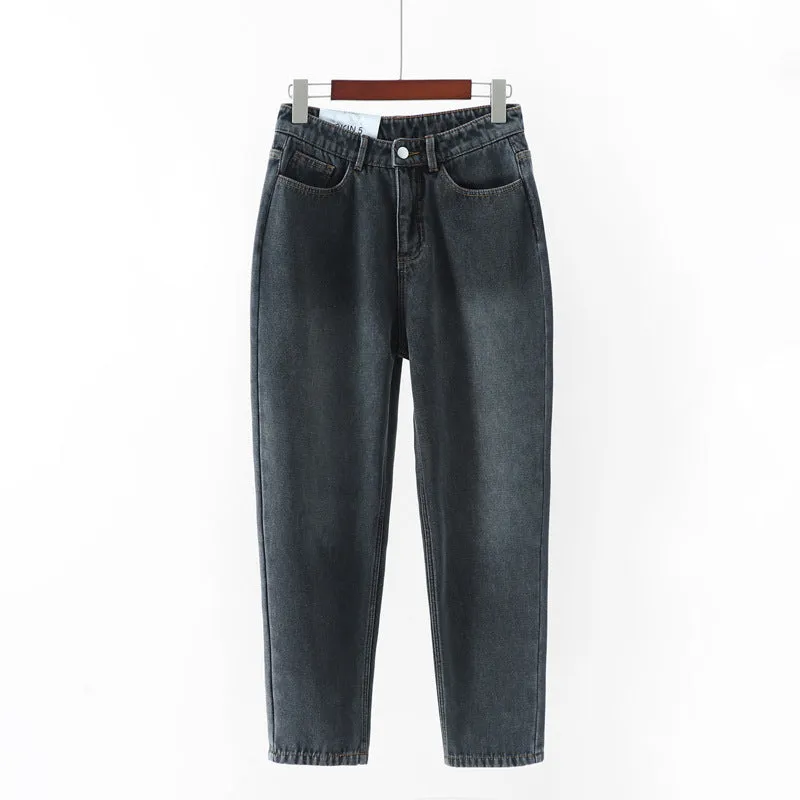 Thin straight leg jeans women trousers old pants