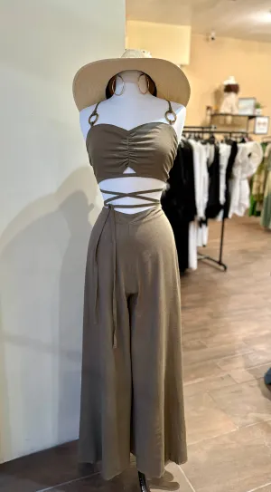 Thin Strap Detailing Pants Set