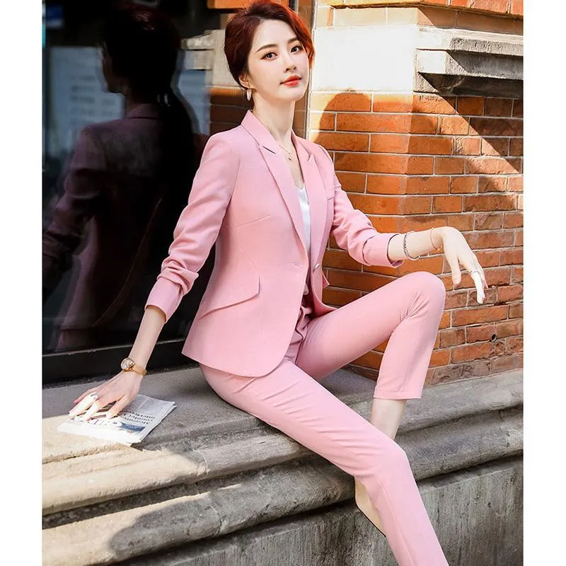 Three-piece Suit Suspenders   Professional Jacket   Suit Pants Women's Spring and Autumn Trousers Overalls Women's Casual Suits Overalls