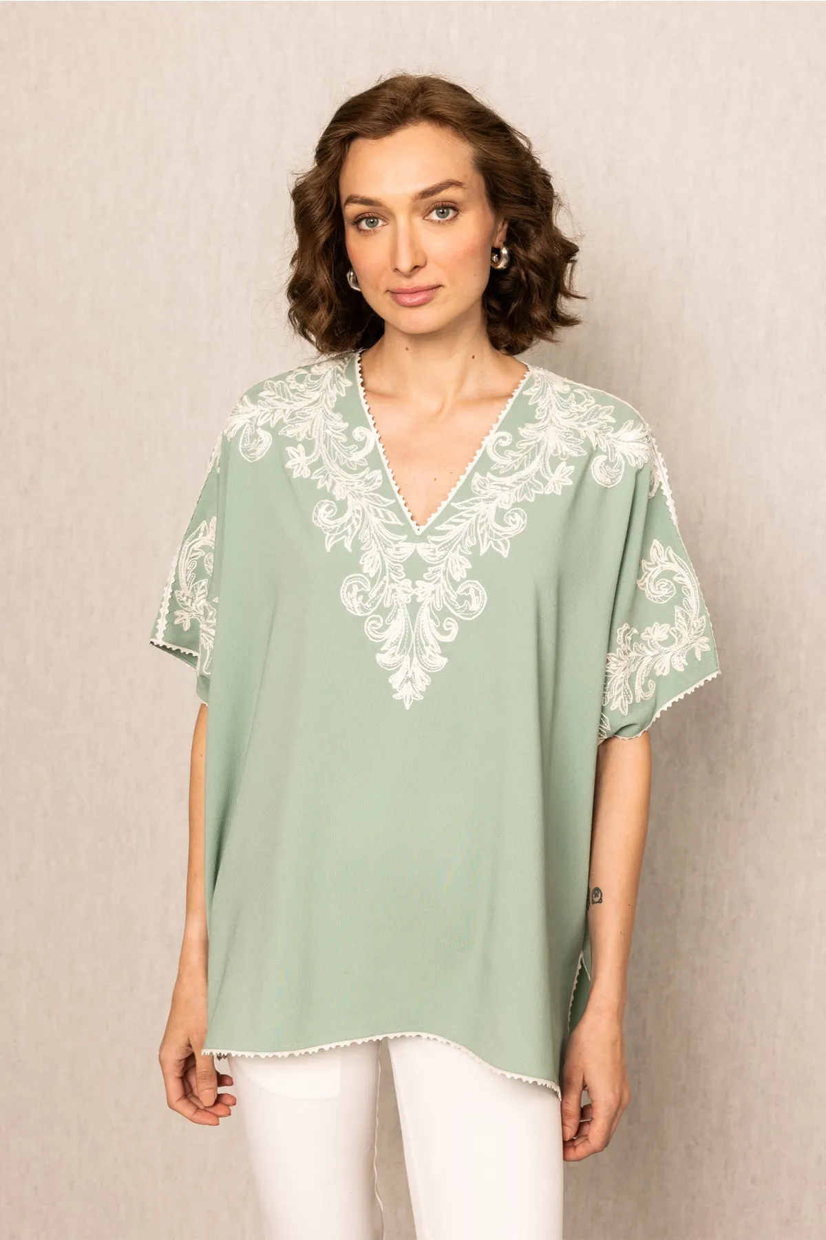 Tivo crinkle green blouse
