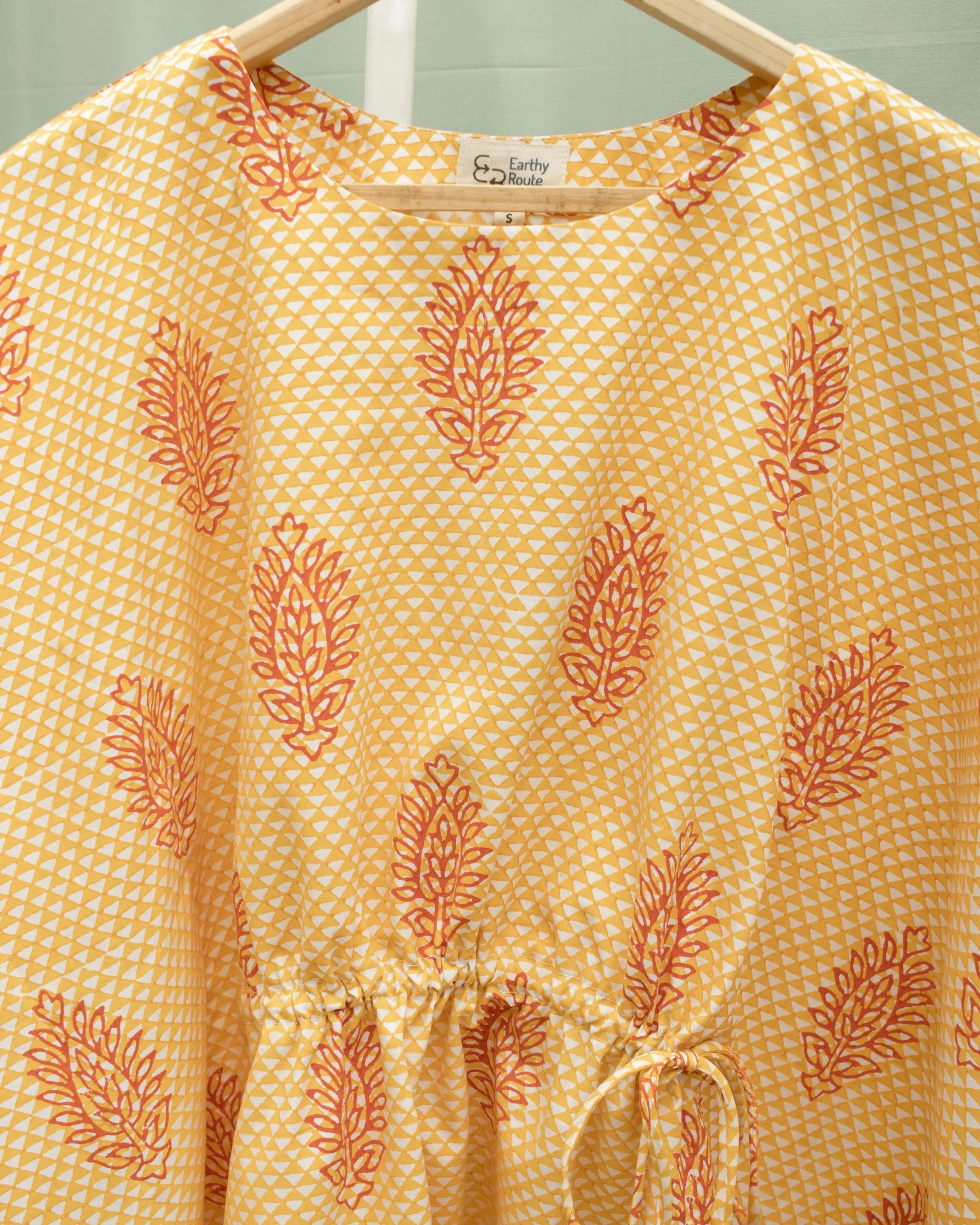 Turmeric Yellow Short Kaftaan in Lyocell