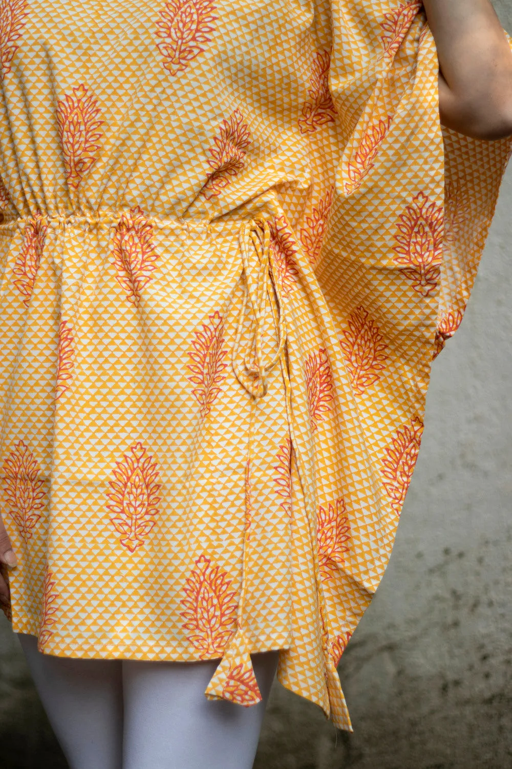 Turmeric Yellow Short Kaftaan in Lyocell
