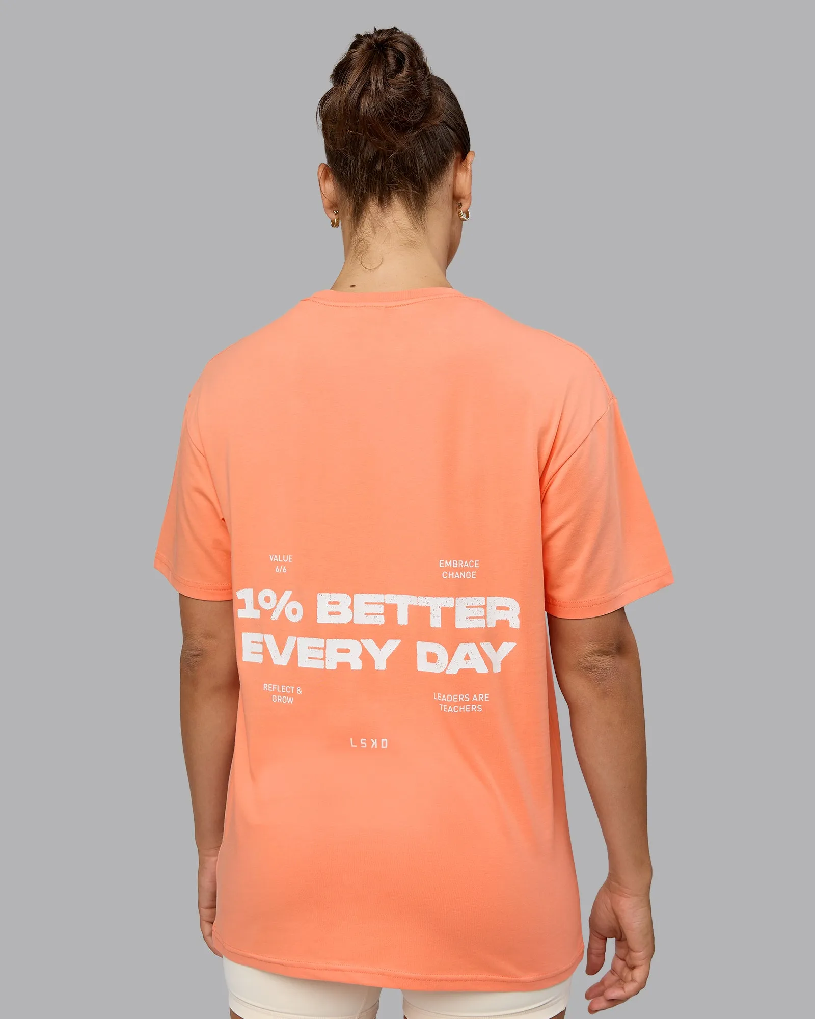 Unisex 1% Better Value Series FLXCotton Tee Oversize - Mellow Peach-White