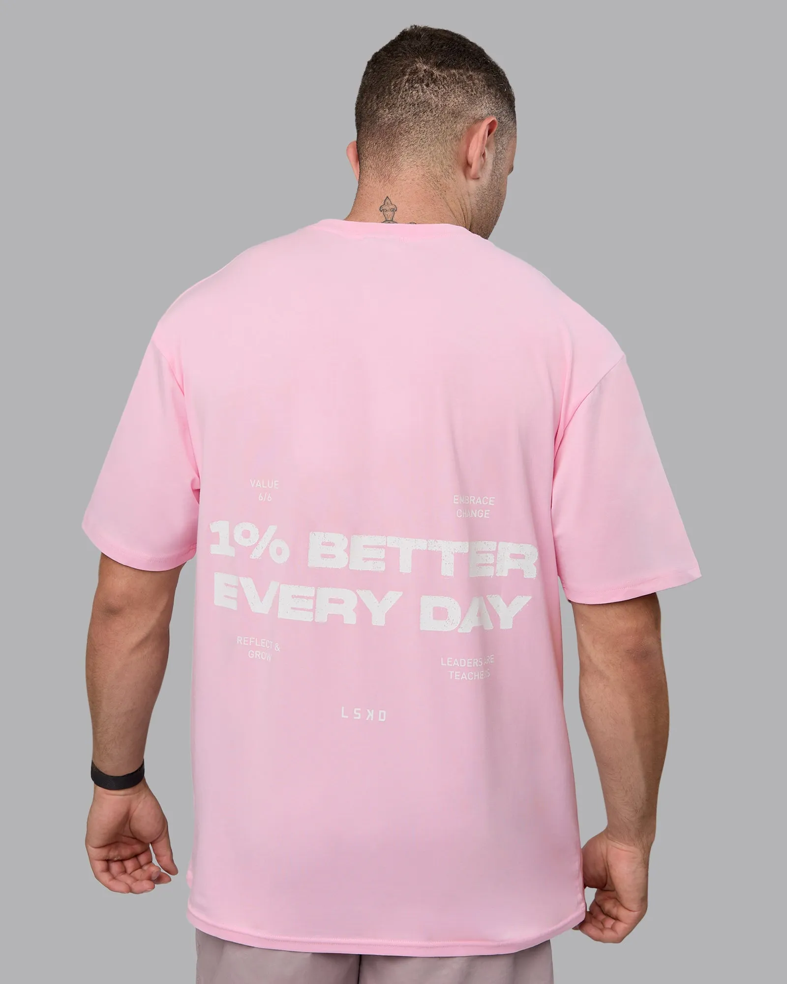 Unisex 1% Better Value Series FLXCotton Tee Oversize - Pale Pink-White