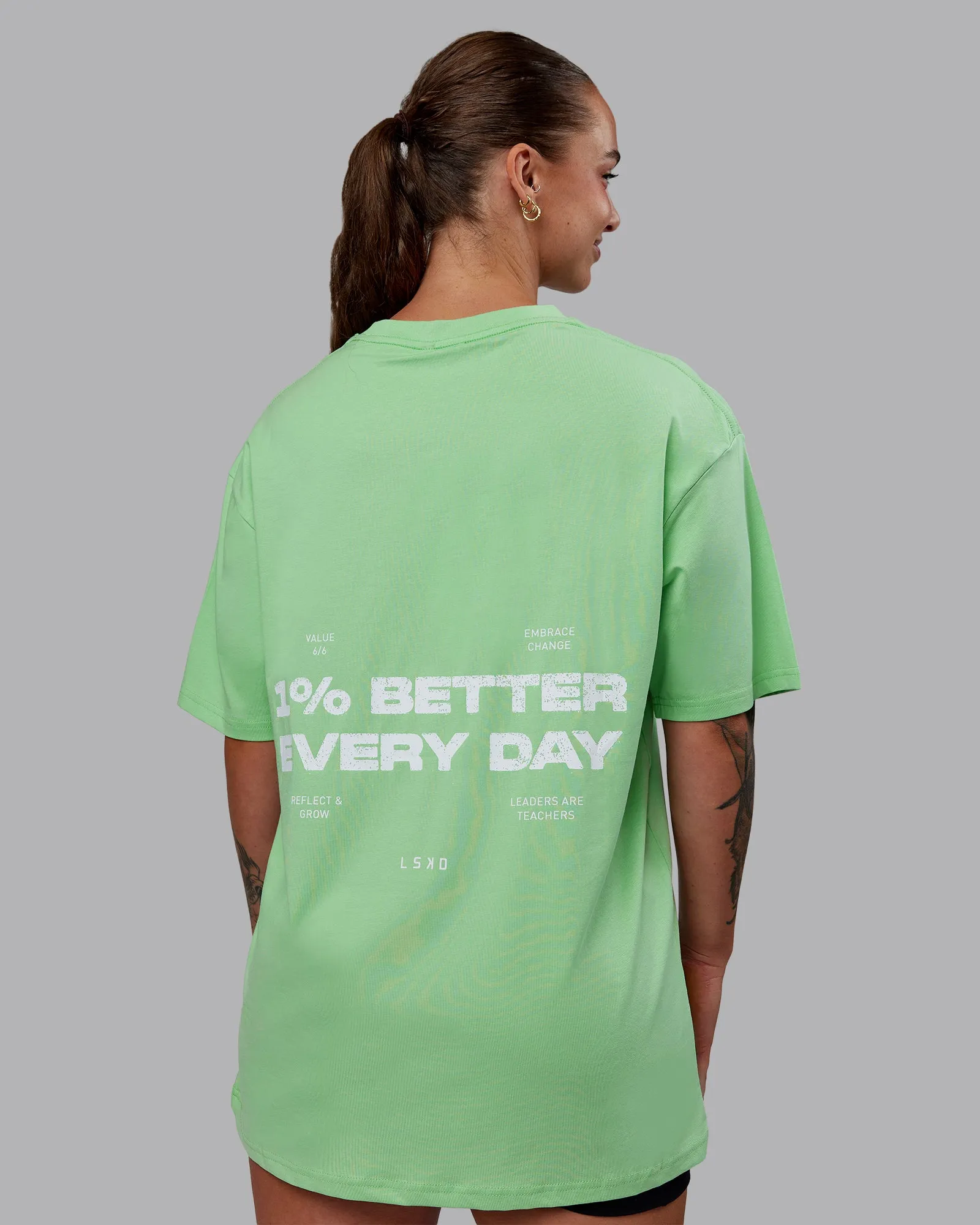 Unisex 1% Better Value Series FLXCotton Tee Oversize - Surreal Green-White