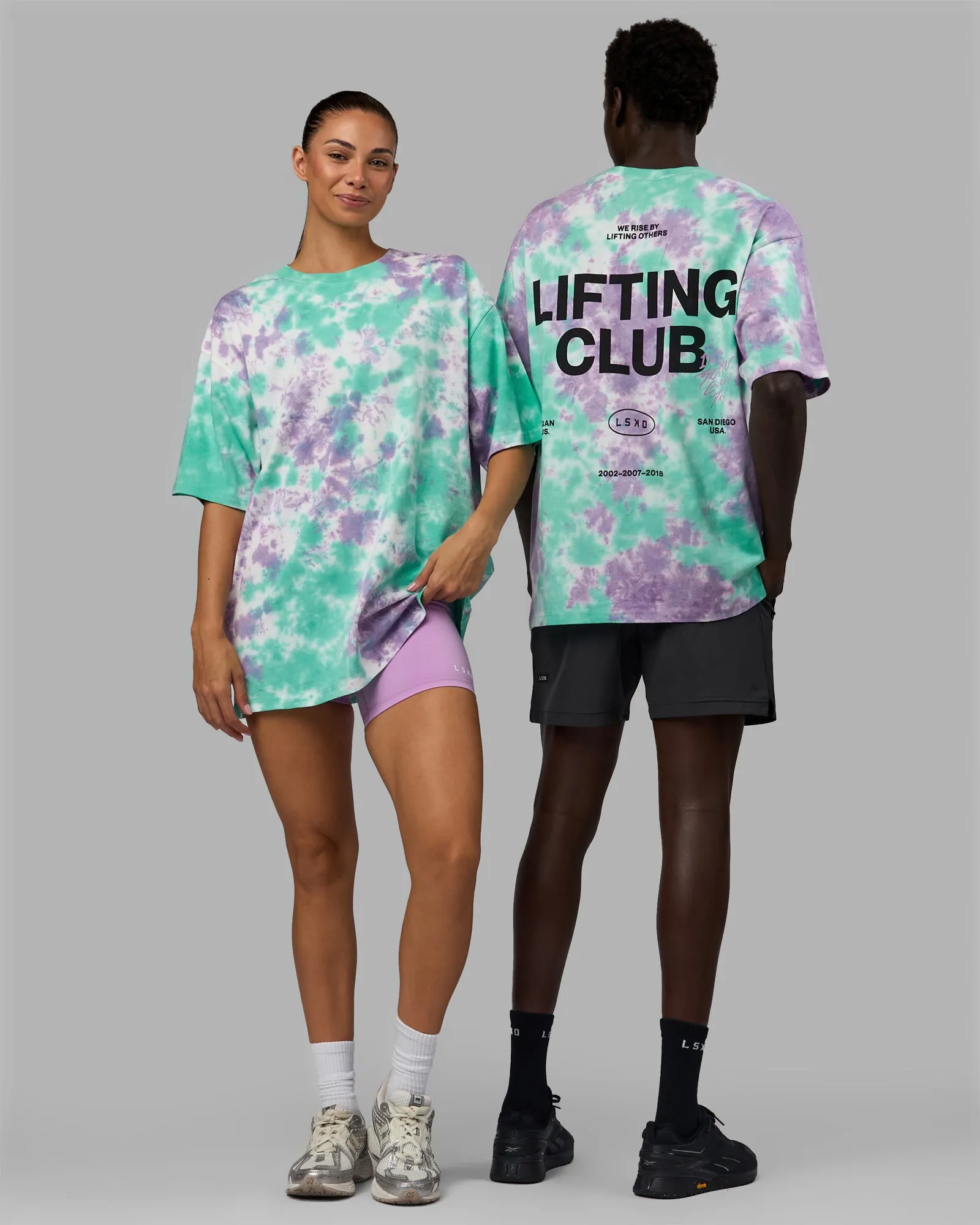 Unisex Lifting Club Heavyweight Tee Oversize - Cockatoo-Tie Dye
