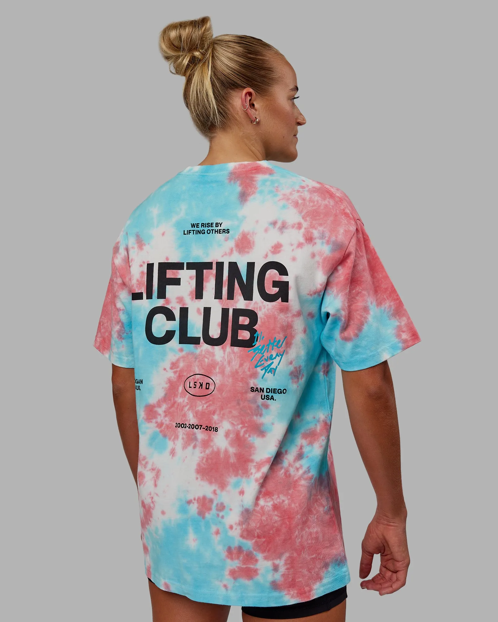 Unisex Lifting Club Heavyweight Tee Oversize - Scarlet-Tie Dye