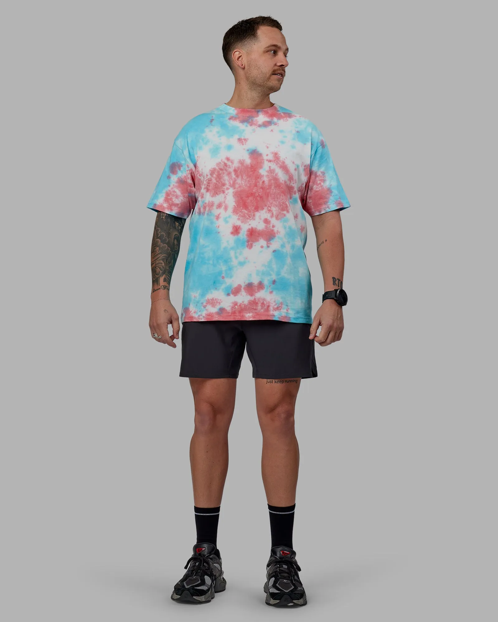 Unisex Lifting Club Heavyweight Tee Oversize - Scarlet-Tie Dye