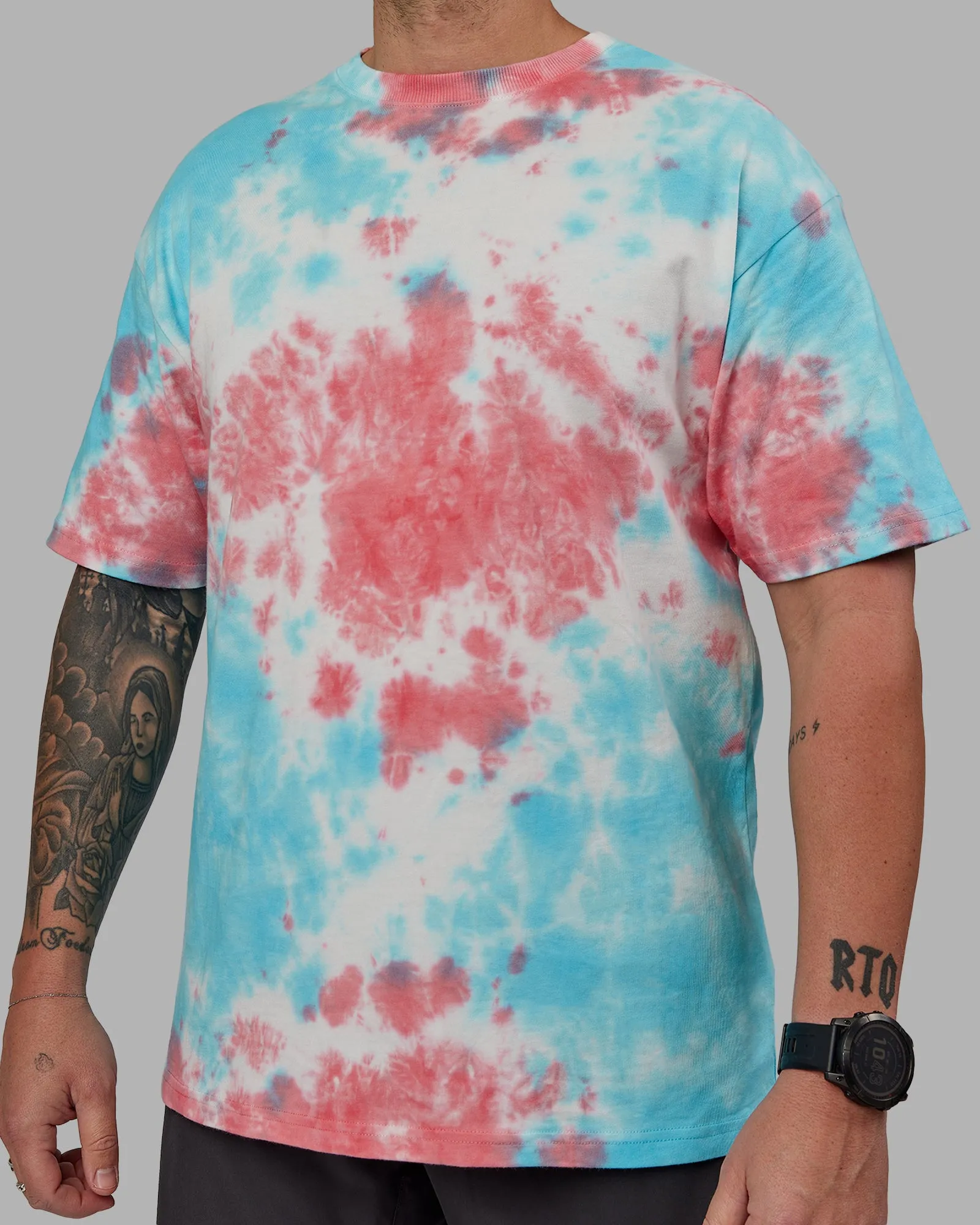 Unisex Lifting Club Heavyweight Tee Oversize - Scarlet-Tie Dye