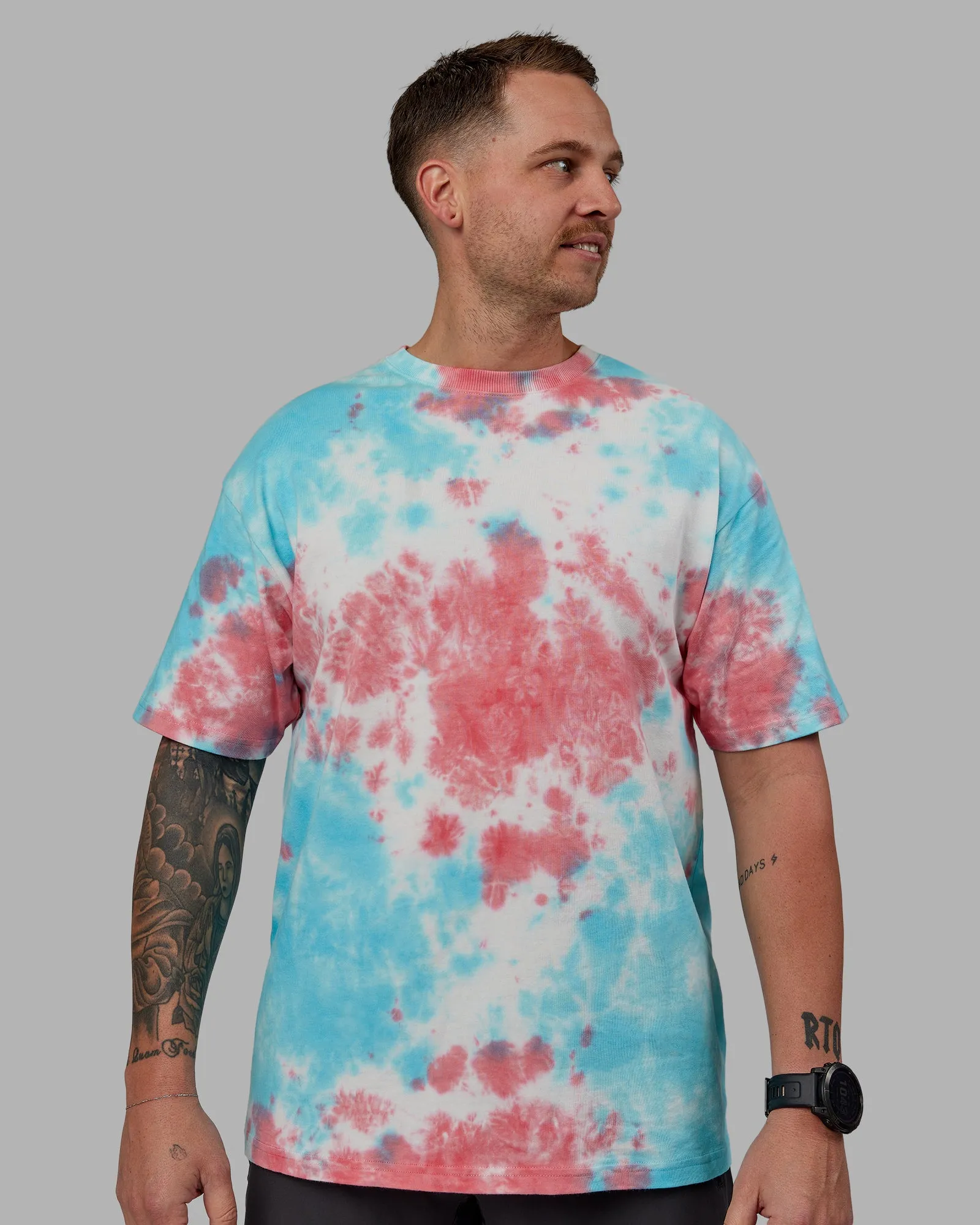 Unisex Lifting Club Heavyweight Tee Oversize - Scarlet-Tie Dye