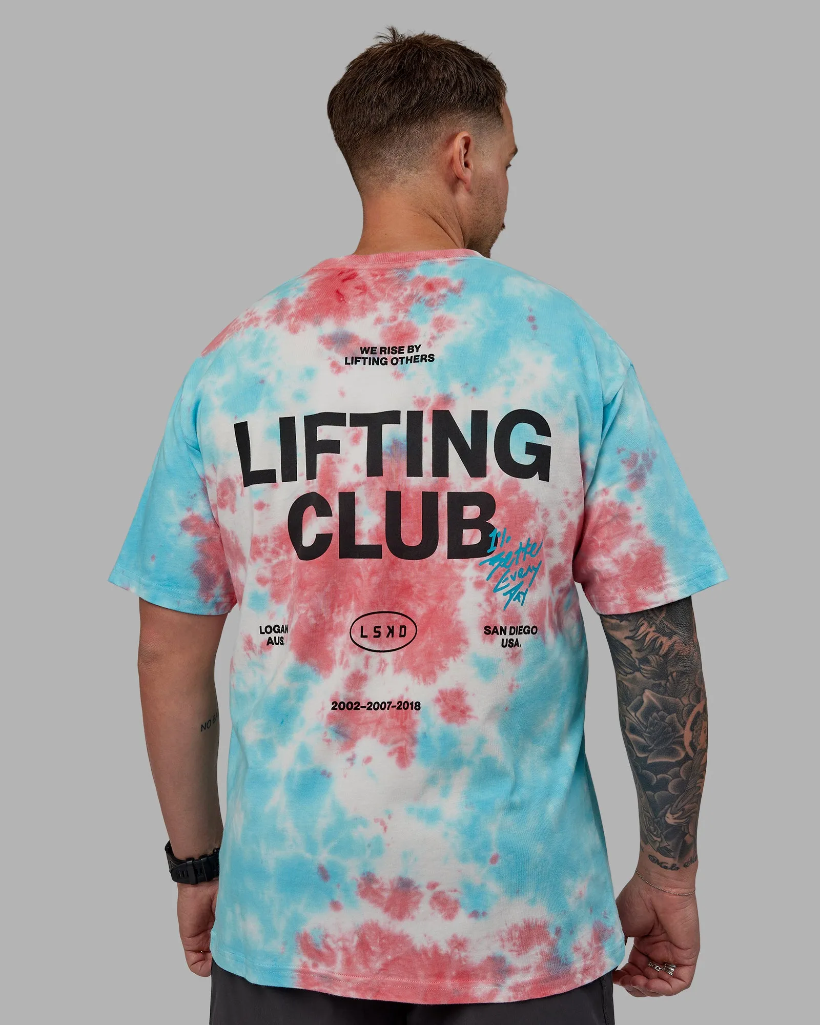Unisex Lifting Club Heavyweight Tee Oversize - Scarlet-Tie Dye