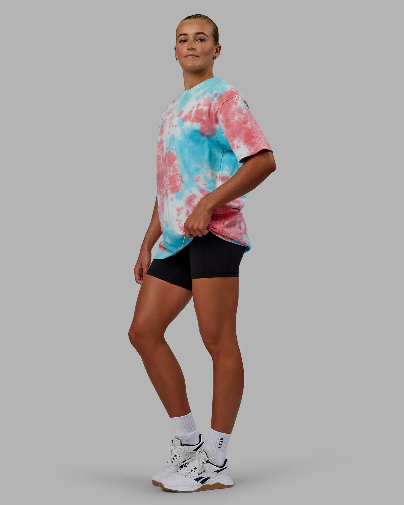 Unisex Lifting Club Heavyweight Tee Oversize - Scarlet-Tie Dye
