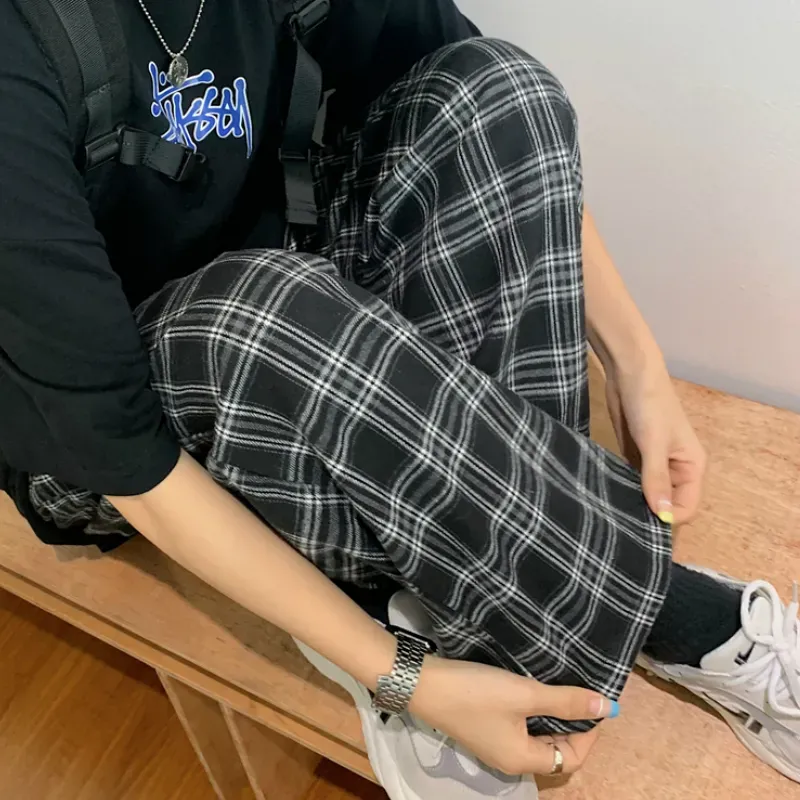 Unity High-Waisted Wide Leg Plaid Lounge Pants