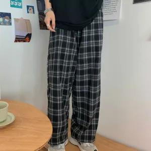 Unity High-Waisted Wide Leg Plaid Lounge Pants