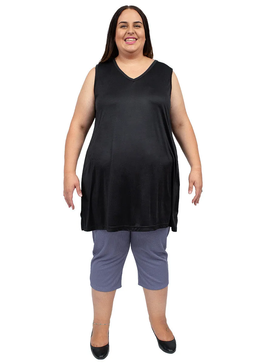 V-Neck Longline Cami - Black*