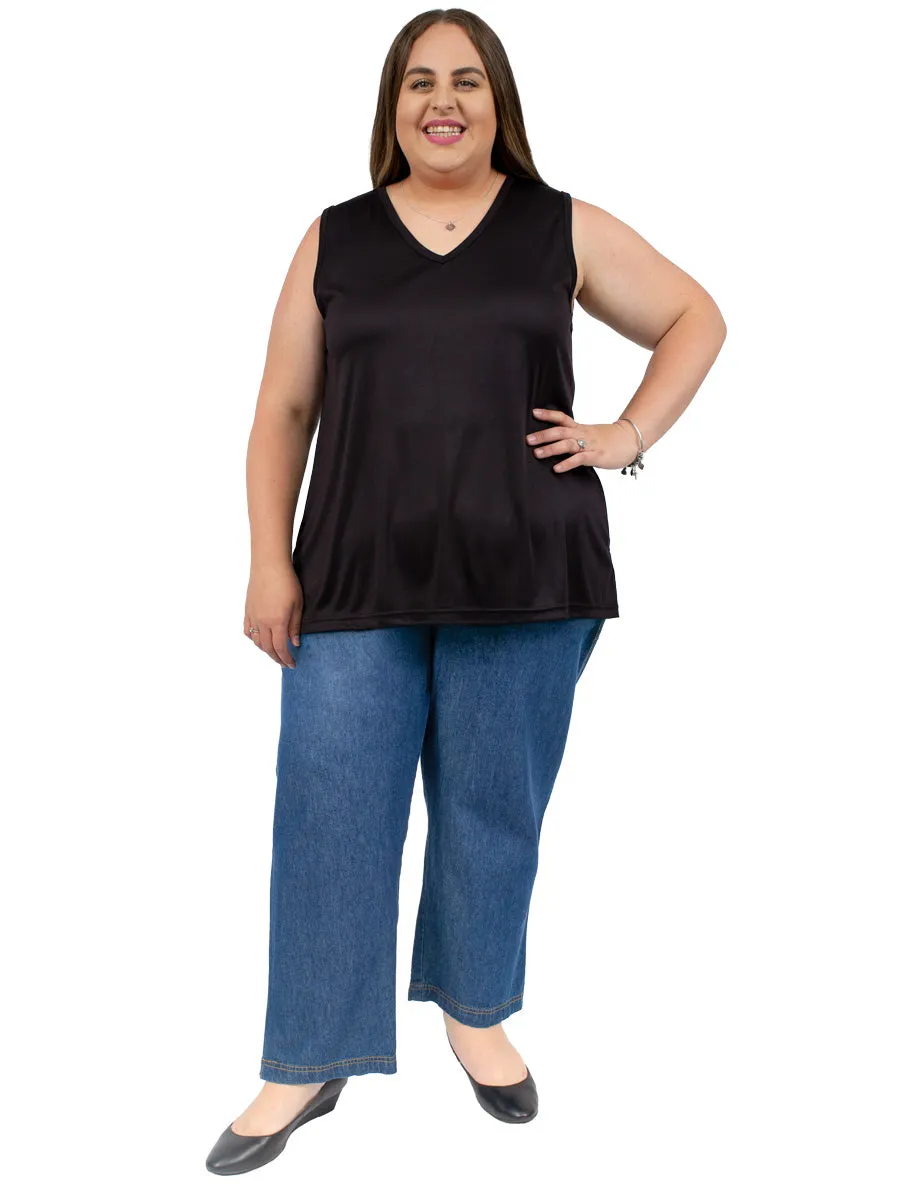 V-Neck Longline Cami - Black*
