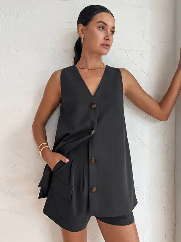 Vest Small Suit Simple Black Suit