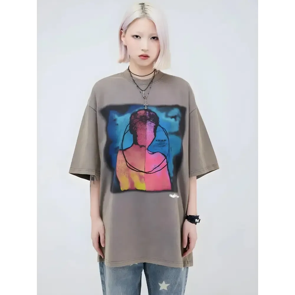 Vibrant Y2K Abstract Design T-Shirt for Unique Style and Comfort