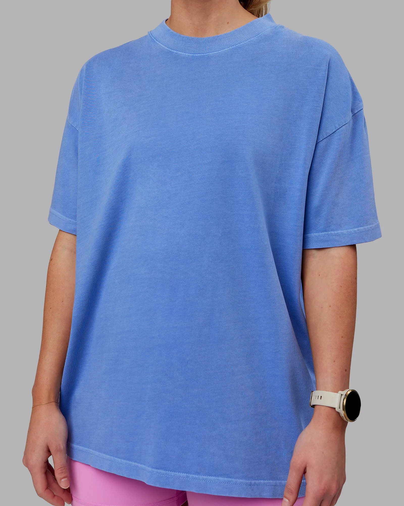 Washed Set The Standard Heavyweight Oversized Tee - Baja Blue-Bubblegum