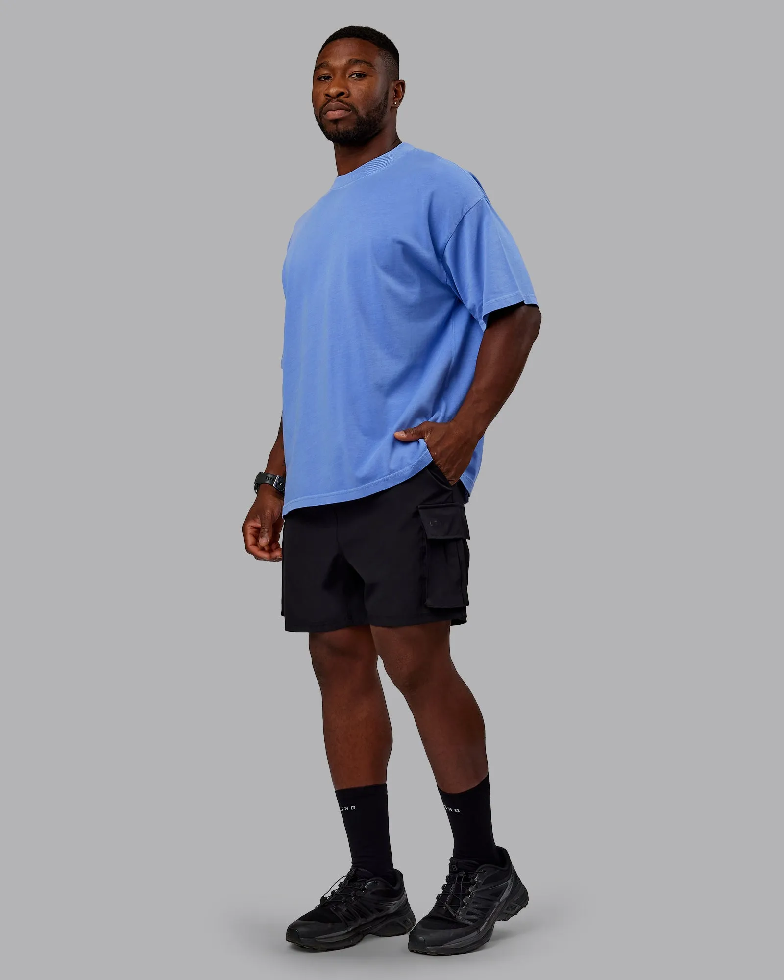 Washed Set The Standard Heavyweight Oversized Tee - Baja Blue-Bubblegum