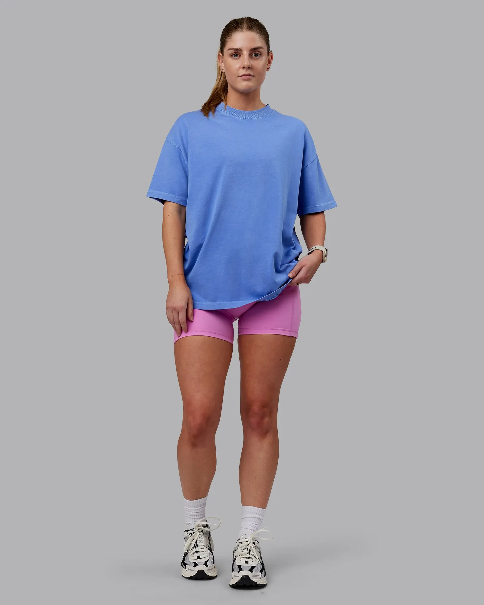 Washed Set The Standard Heavyweight Oversized Tee - Baja Blue-Bubblegum