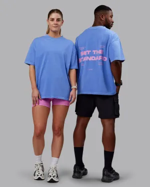 Washed Set The Standard Heavyweight Oversized Tee - Baja Blue-Bubblegum
