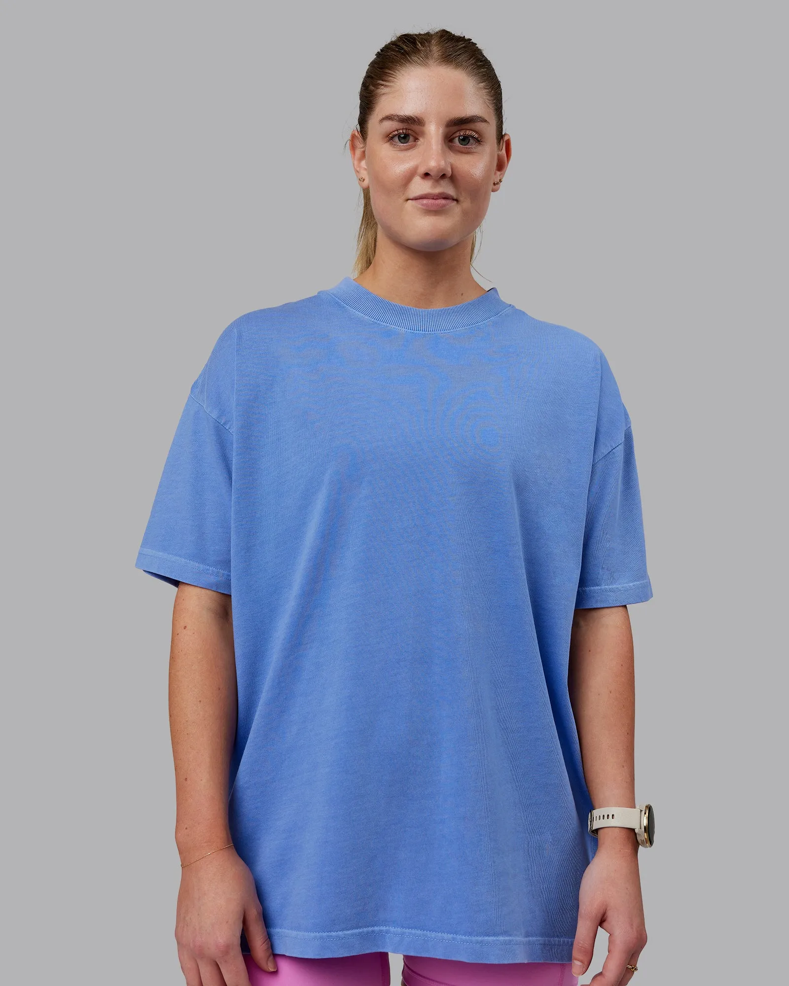 Washed Set The Standard Heavyweight Oversized Tee - Baja Blue-Bubblegum