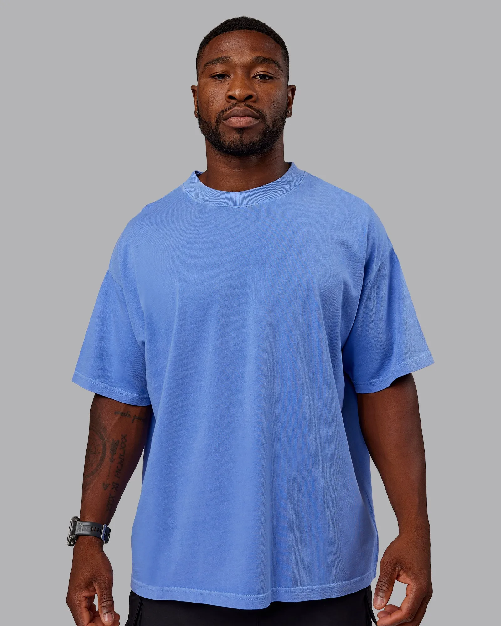 Washed Set The Standard Heavyweight Oversized Tee - Baja Blue-Bubblegum