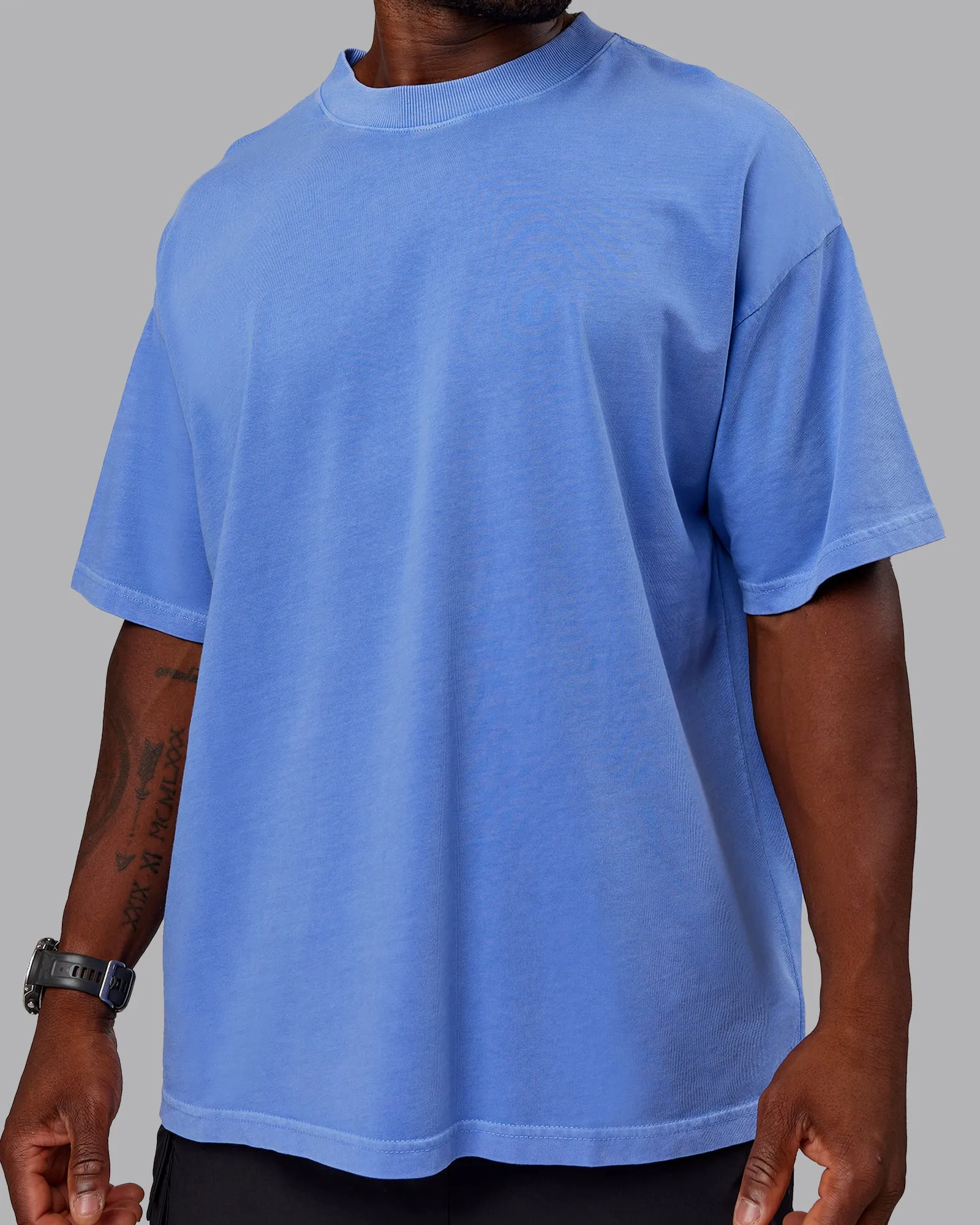 Washed Set The Standard Heavyweight Oversized Tee - Baja Blue-Bubblegum