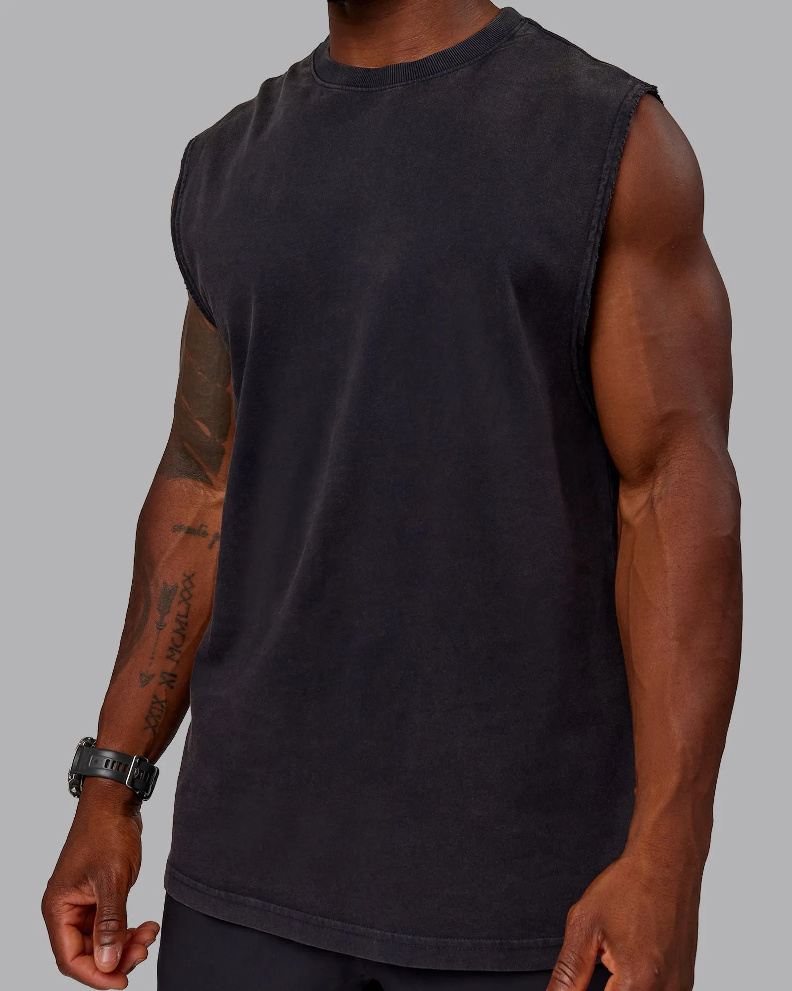 Washed Set The Standard Heavyweight Tank - Black-Greyish Purple