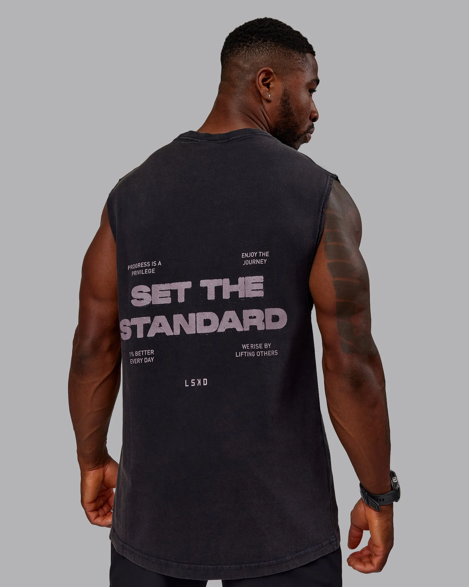 Washed Set The Standard Heavyweight Tank - Black-Greyish Purple