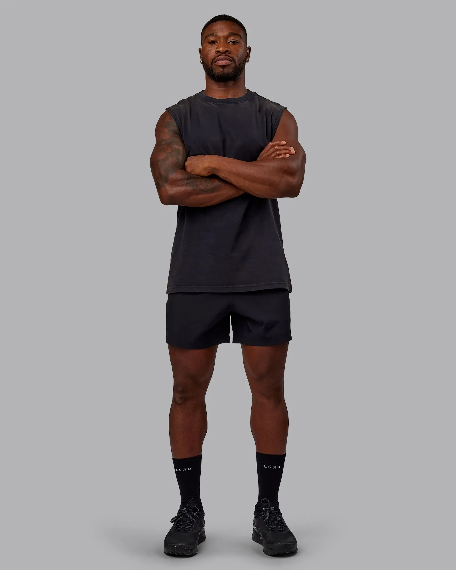 Washed Set The Standard Heavyweight Tank - Black-Greyish Purple
