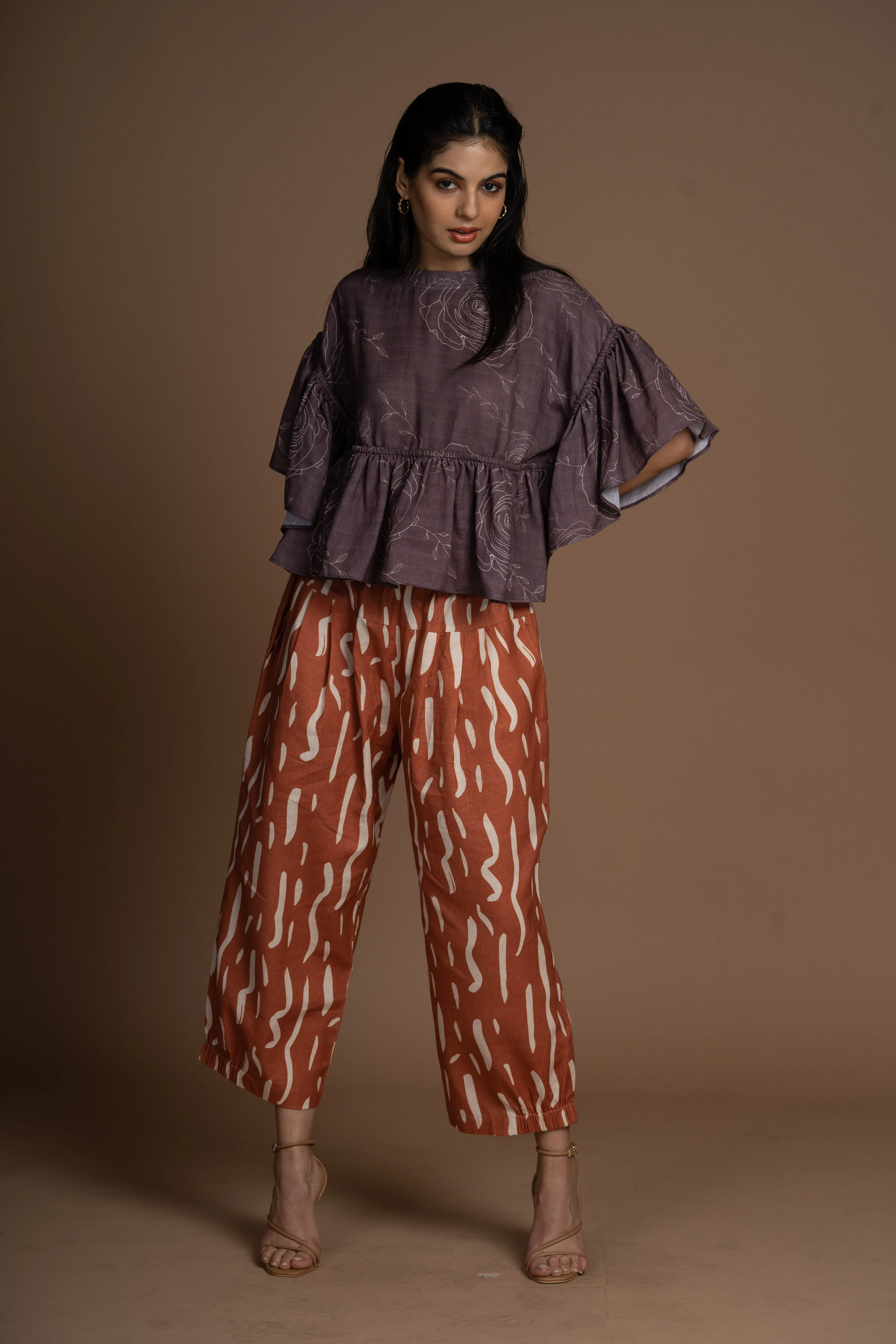 Whisper Pleats Pants in Gentle Smoke Pattern