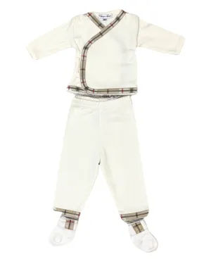 White 3 Piece Set with Check Trim