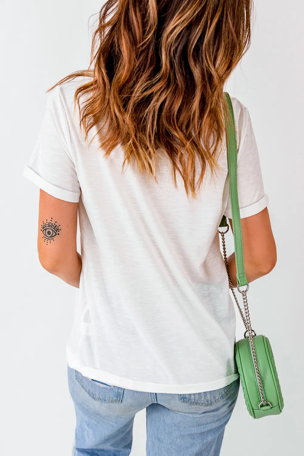 White Checkered Heart Patched Valentines Graphic Tee