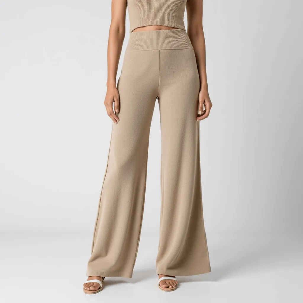 Wide Leg Pants – Ribbed Knit Fabric – Lounge to Street Style